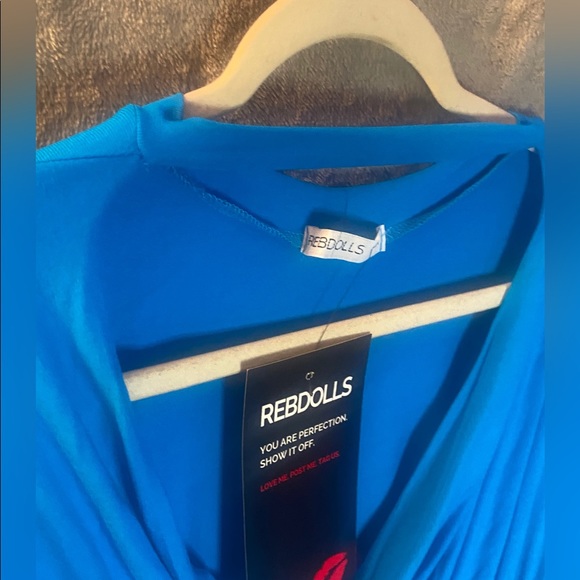 Rebdolls “Monopoly” Cowl Neck Mini Dress - Blue - Picture 3 of 7